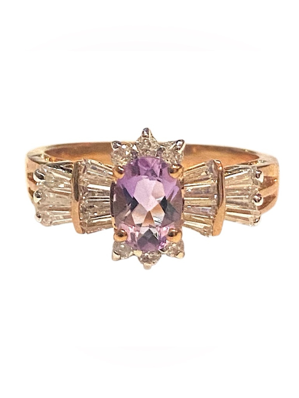 Amethyst Stone CZ Ring Gold